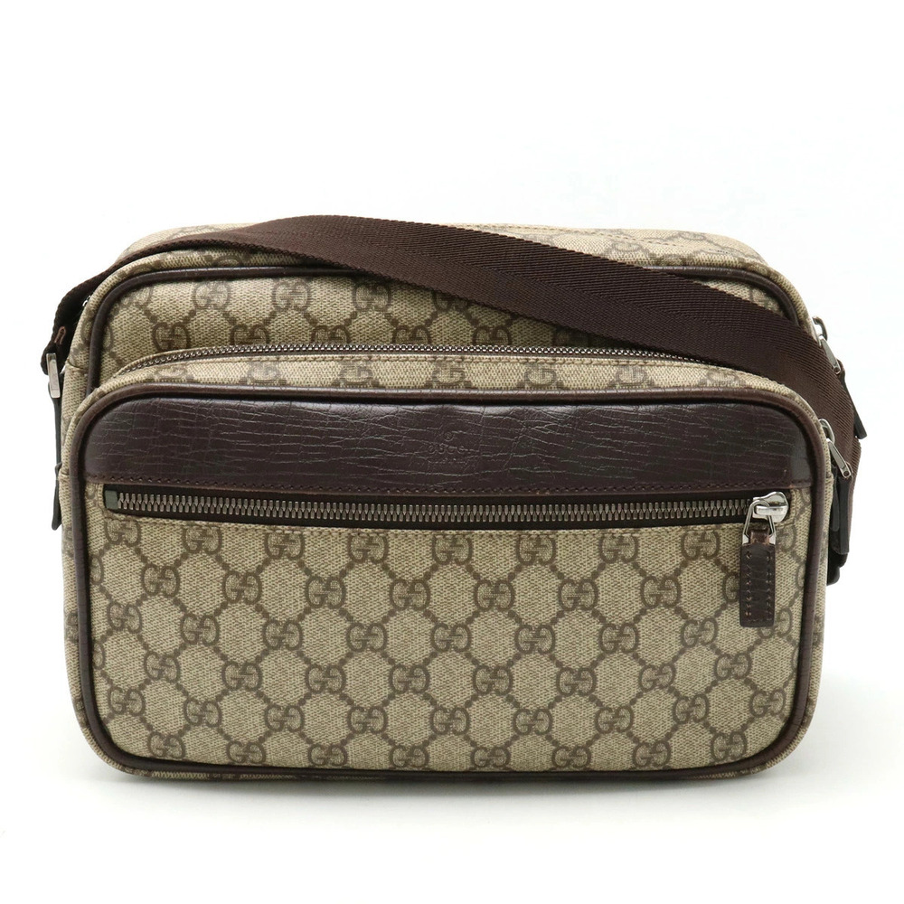 Gucci GG Supreme Plus Crossbody Bag Leather Beige Brown Cream